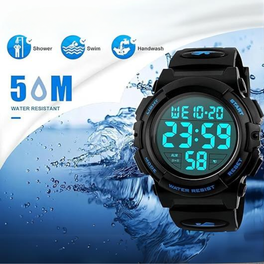 Tactical Digital LED Sports Watch Waterproof Shockproof Outdoor Adventure Timepiece for Men Active Lifestyle Running Hiking Fitness Training