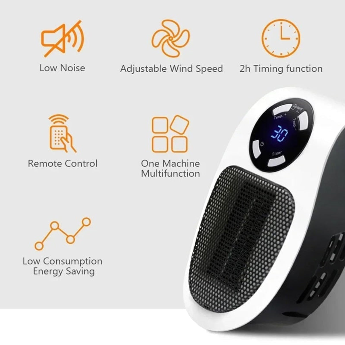 Mini calefactor portátil con pantalla LED y control inteligente de temperatura para una calefacción eficiente