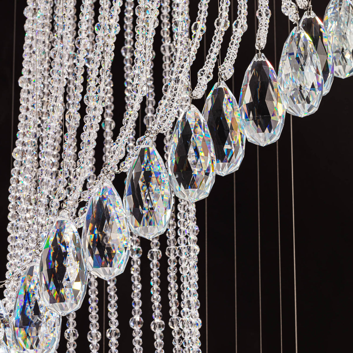 Spiral Crystal Pendant Light for Stairwell Foyer Entryway 118 in Drop Chrome Finish GU10 Socket High Ceiling Statement Fixture Two-Story Hal | Thomler