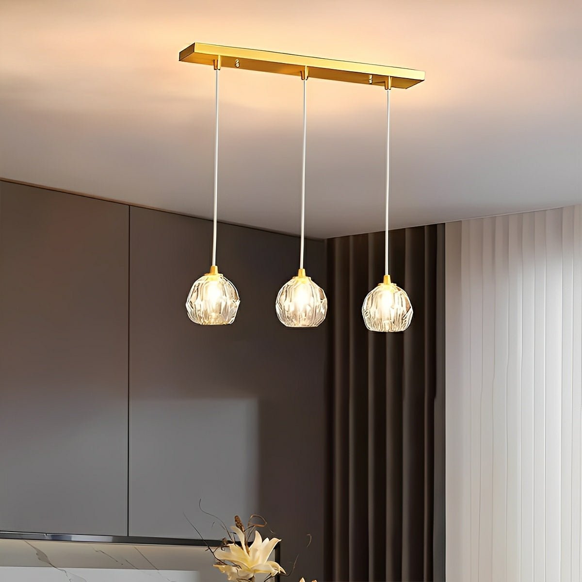 Hanglamp met kristallen accenten en verstelbaar snoer van 198 cm, 5W LED-kroonluchter met drie lichtkleuren voor eetkamers & entrees | Thomler