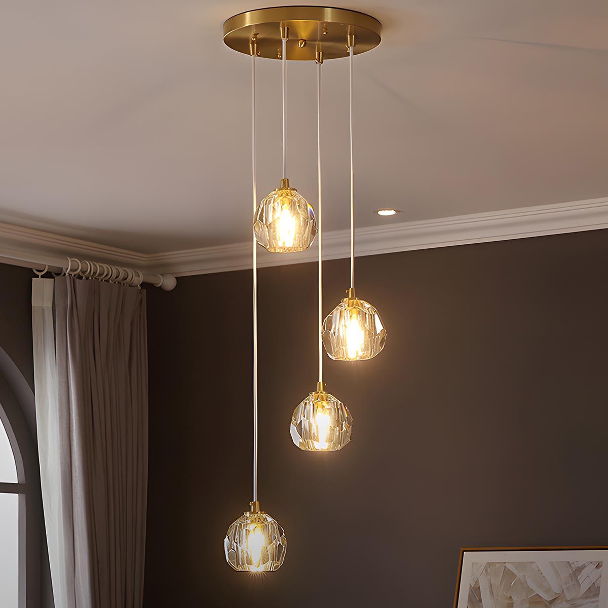 Hanglamp met kristallen accenten en verstelbaar snoer van 198 cm, 5W LED-kroonluchter met drie lichtkleuren voor eetkamers & entrees | Thomler