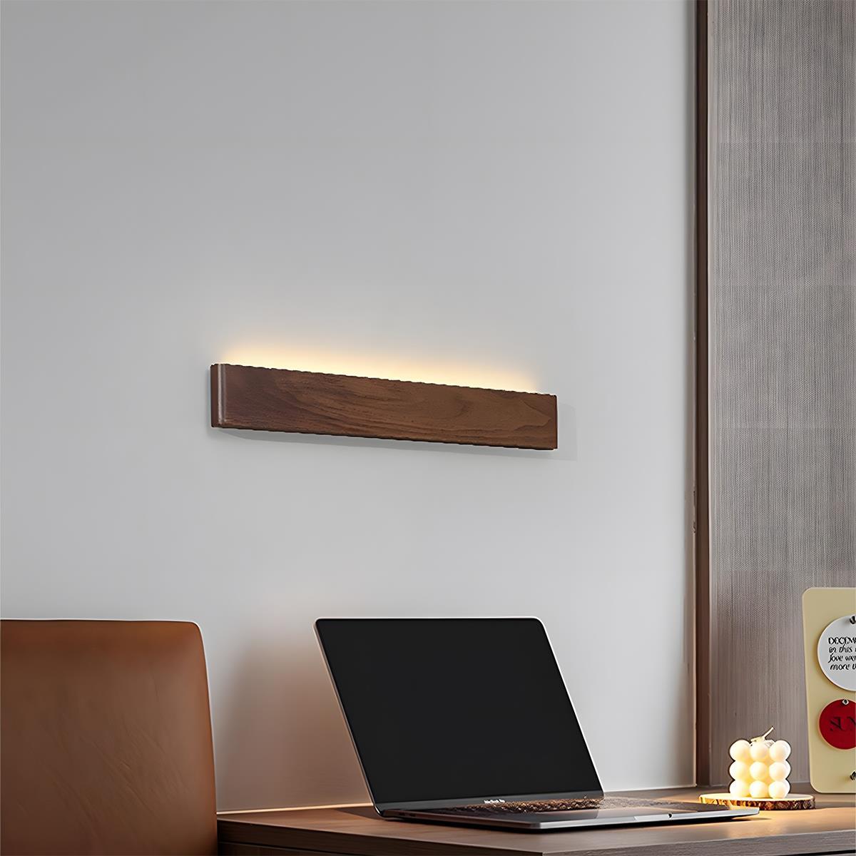 Rechteckige LED-Wandleuchte aus Walnussholz, 8 Zoll, einstellbare Lichtmodi, Schlafzimmer, Flur, Wohnzimmer, modern, minimalistisch, Japandi, skandinavisch, Innenbereich | Thomler