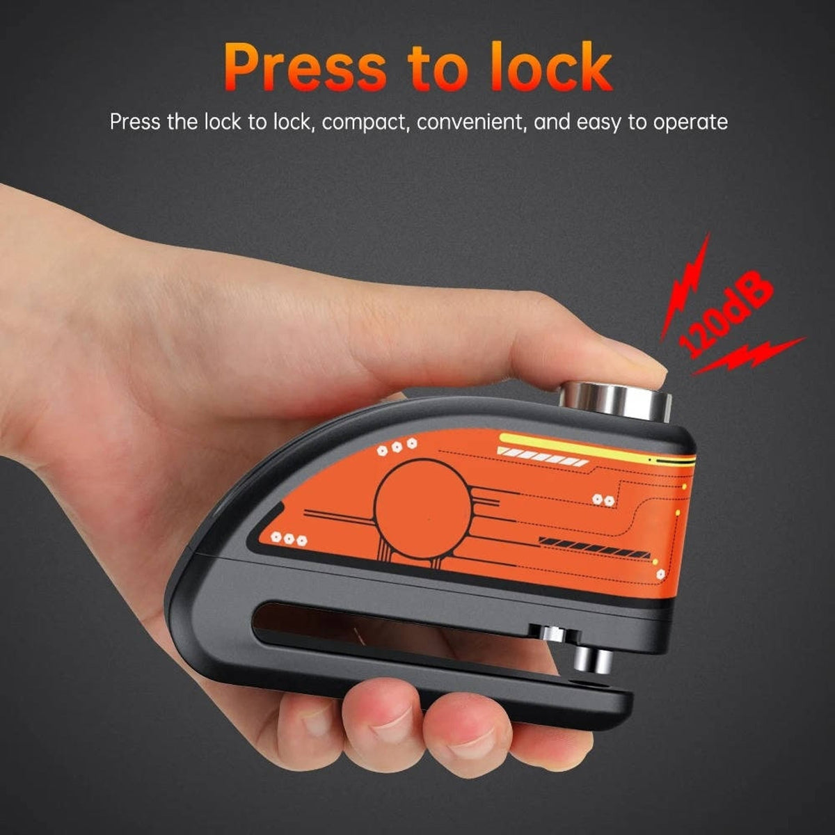 Alarma de bloqueo de disco para motocicleta con sensor de movimiento de 120dB y cuerpo impermeable