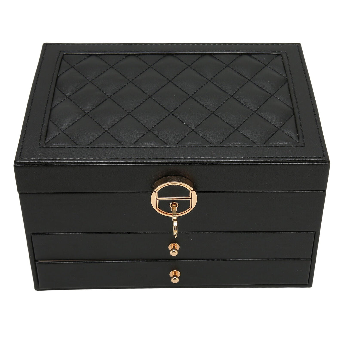 Stackable Jewelry Organizer Box Black 9×7×5 Inch Multi-Compartment Ring Necklace Earring Holder for Dresser Bedroom Vanity Tabletop Storage | Thomler