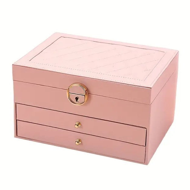 Stackable Jewelry Organizer Box Black 9×7×5 Inch Multi-Compartment Ring Necklace Earring Holder for Dresser Bedroom Vanity Tabletop Storage | Thomler