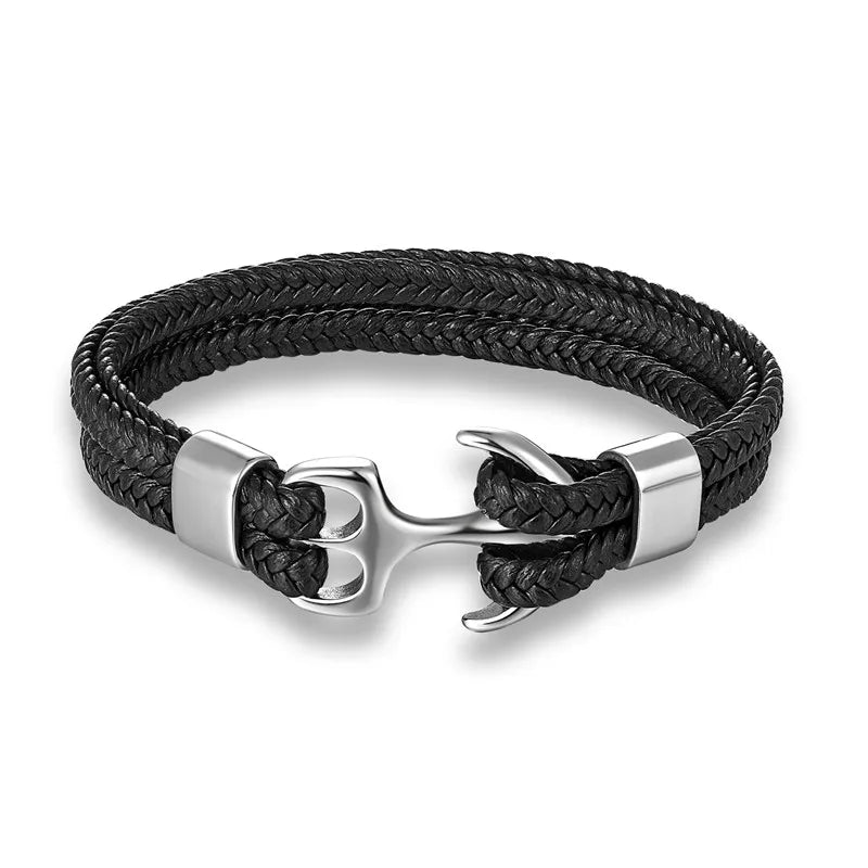 Leren polsband met marine-ankerhanger voor heren | Verstelbaar accessoire voor zowel casual als formele gelegenheden | Roestvrijstalen details