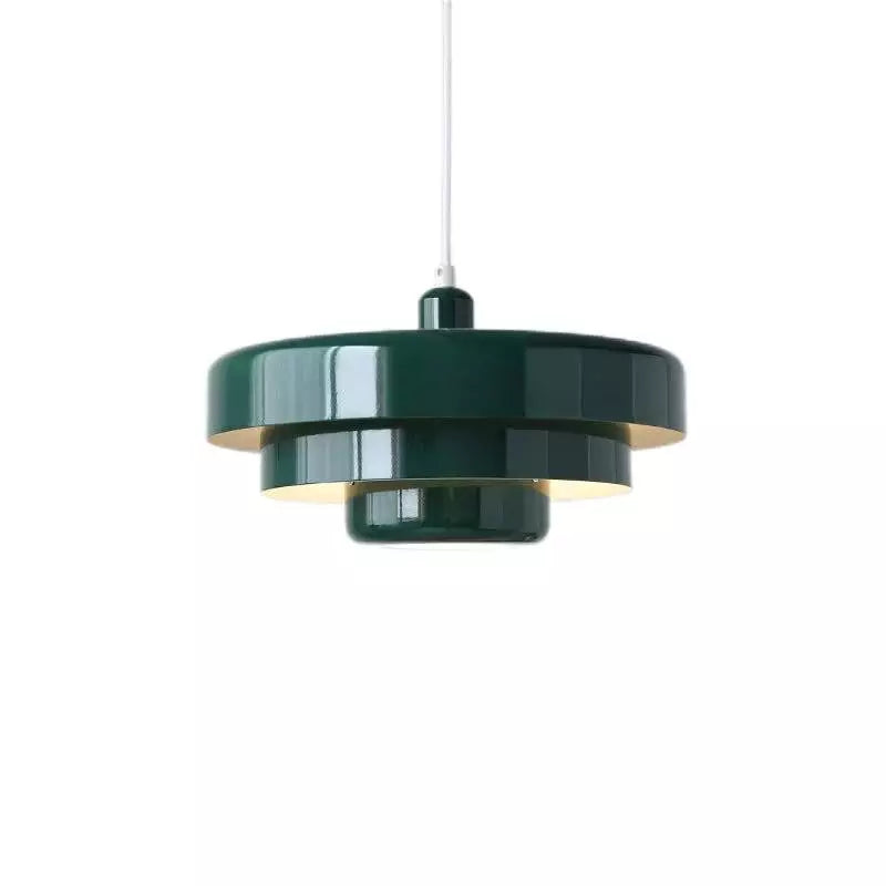 Layered Metal Ceiling Fixture 14-Inch Diameter Adjustable Cord Iron Shade for Kitchen Island Dining Table Home Office Retro Geometric Overhe | Thomler