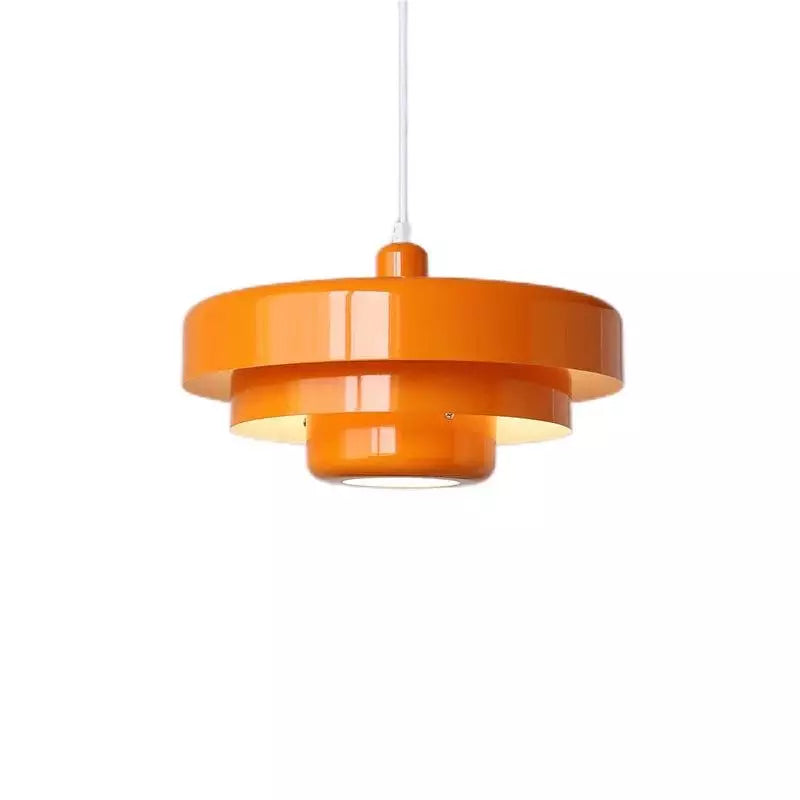 Layered Metal Ceiling Fixture 14-Inch Diameter Adjustable Cord Iron Shade for Kitchen Island Dining Table Home Office Retro Geometric Overhe | Thomler