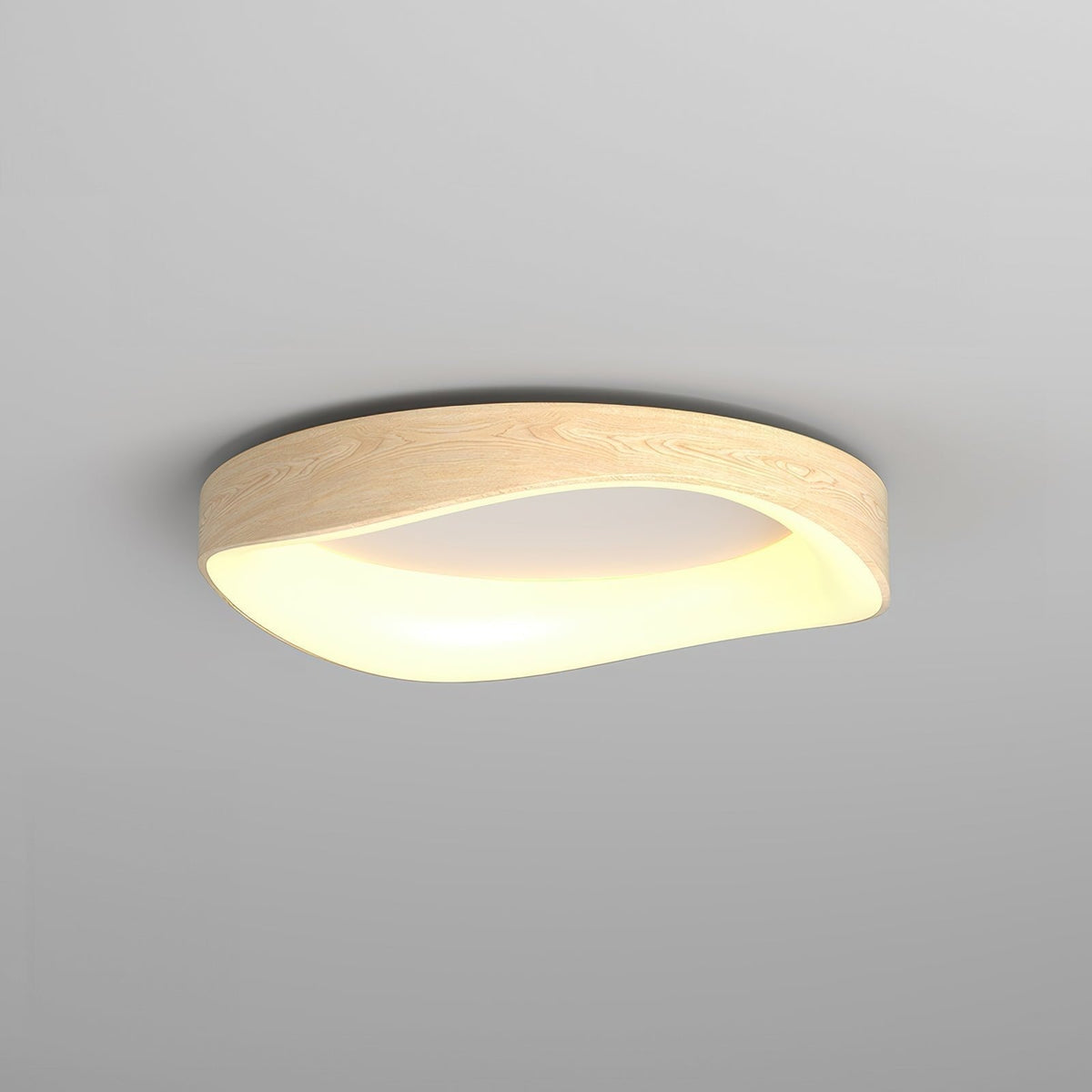 Round Wood Grain Flush Mount LED Light 16-24 Inch Iron Acrylic Fixture for Bedroom Living Room Den Office Scandinavian Minimalist Modern Far | Thomler