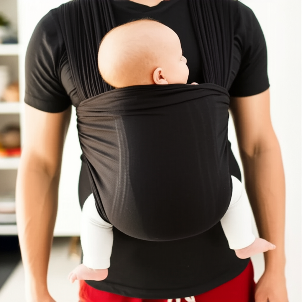 Camiseta de porteo con bolsillo integrado y algodón elástico, lavable a máquina