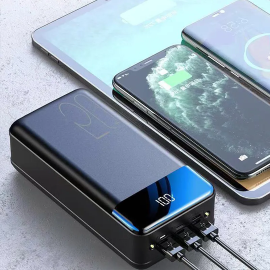Banco de baterías con pantalla LED compacta, cargador rápido multipuerto para teléfonos, tabletas, aparatos electrónicos, viajes y respaldo de emergencia | Thomler