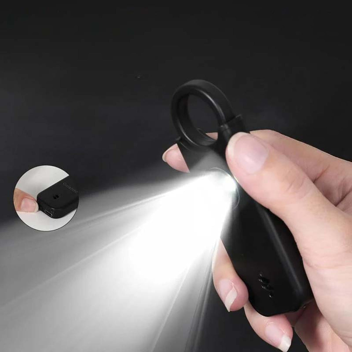 Alarma de seguridad personal con luz LED integrada para llaves y bolsos
