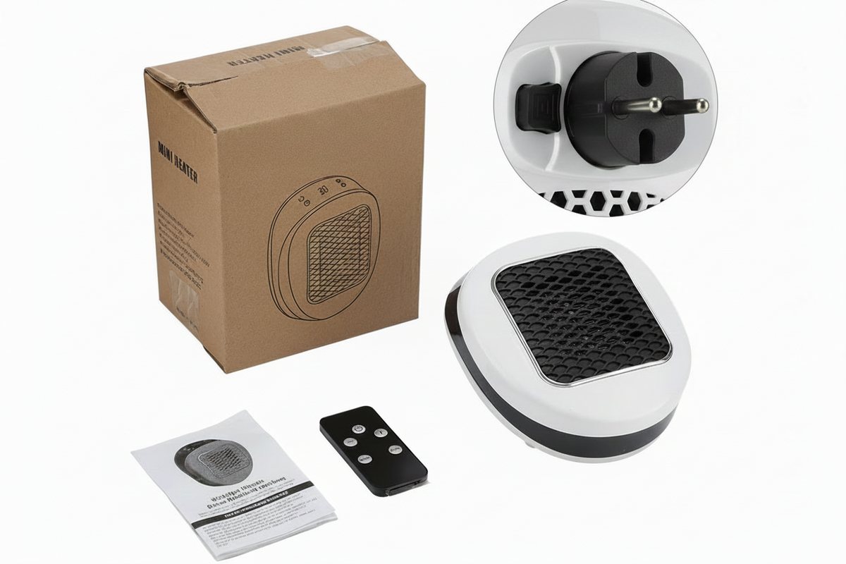Calefactor eléctrico portátil de 600 W, dispositivo compacto de calentamiento rápido con control remoto para una calidez eficiente