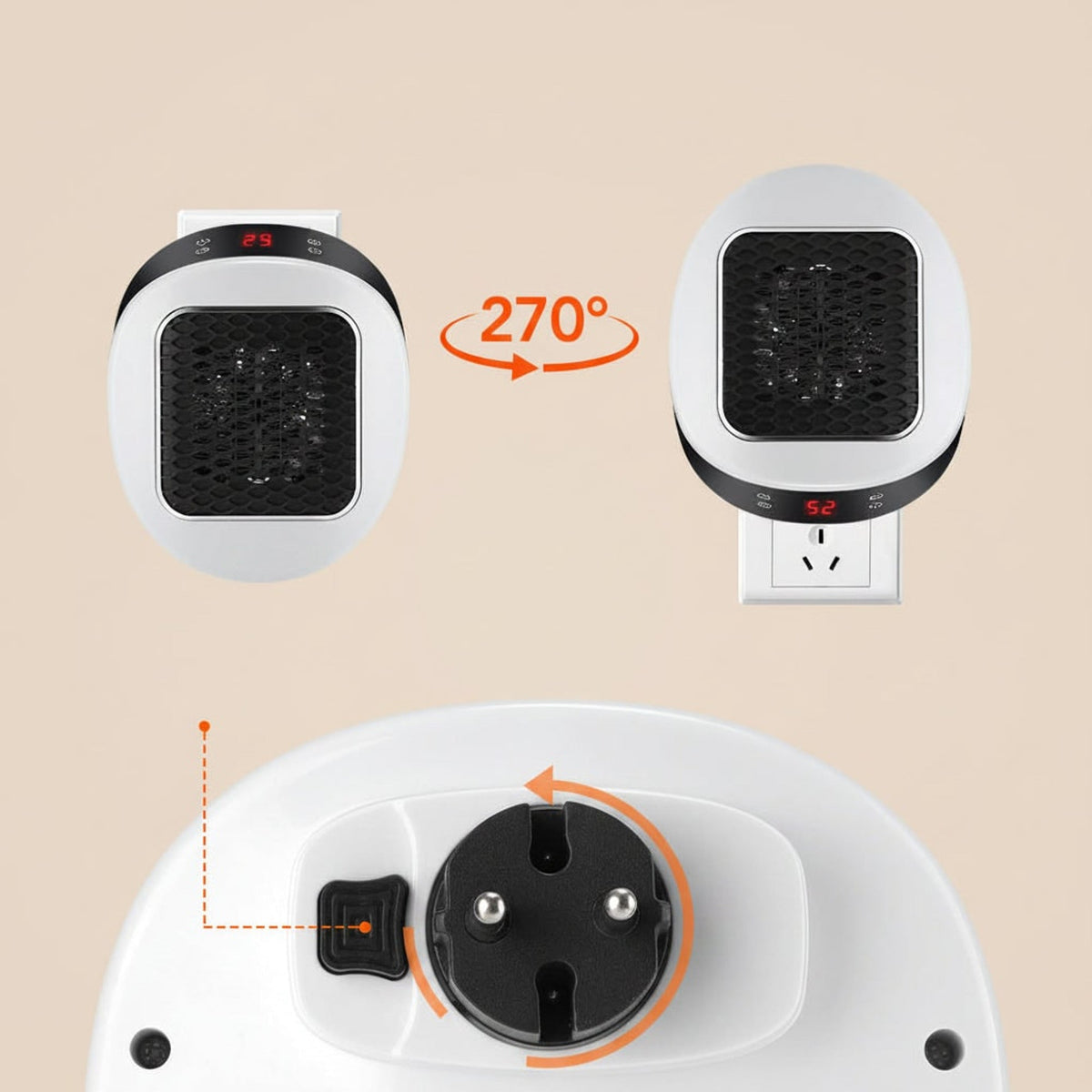 Calefactor eléctrico portátil de 600 W, dispositivo compacto de calentamiento rápido con control remoto para una calidez eficiente