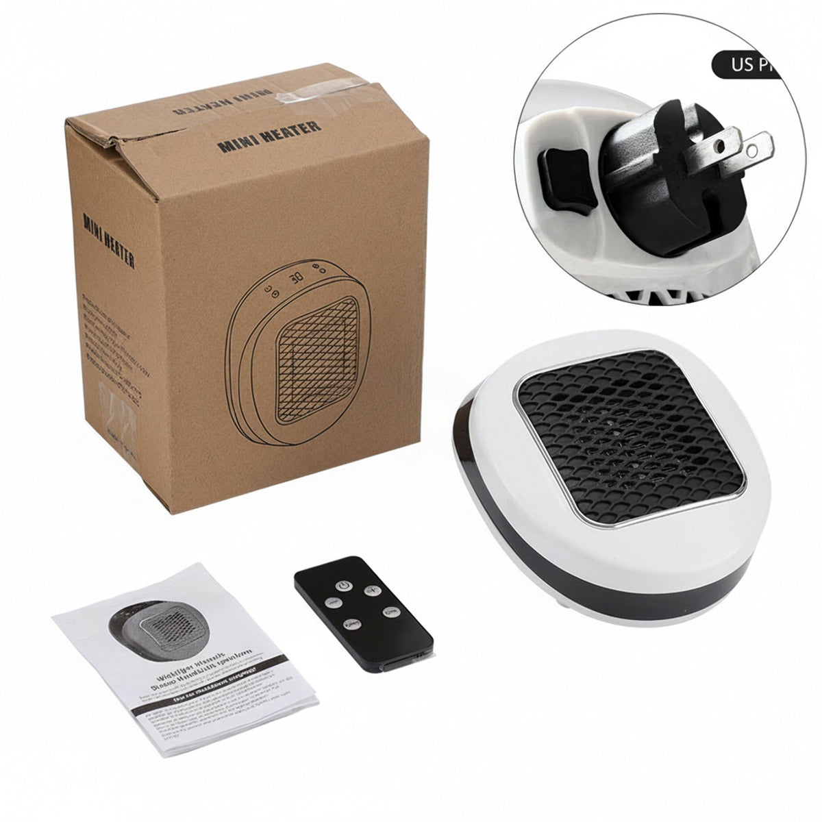 Calefactor eléctrico portátil de 600 W, dispositivo compacto de calentamiento rápido con control remoto para una calidez eficiente
