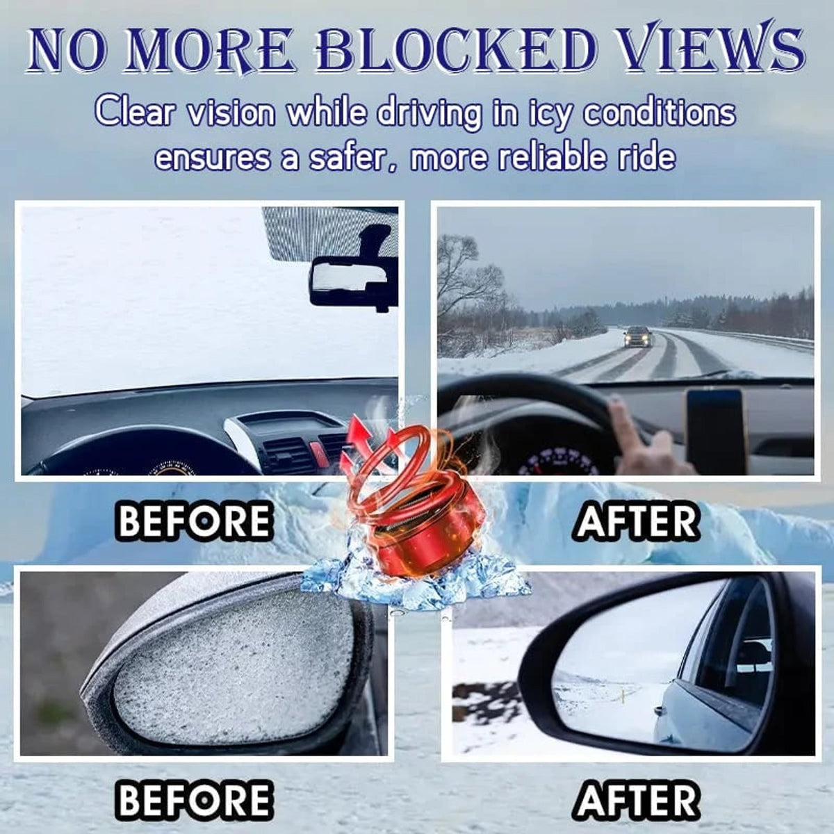 Calentador cinético solar portátil para coche con sensor automático para descongelar hielo y nieve en vehículos