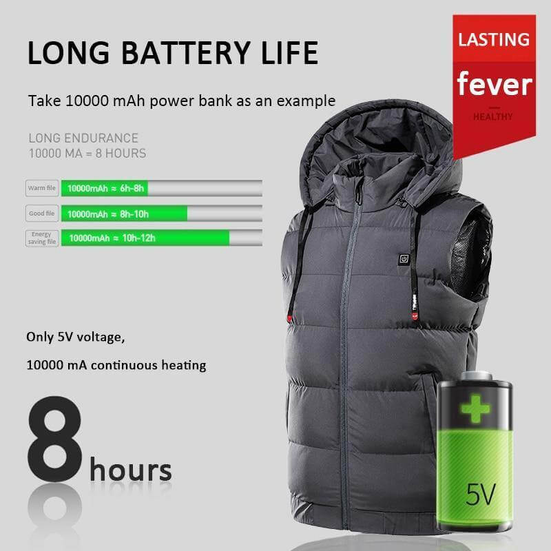Heated Hooded Vest with USB Power Bank Pocket – Waterproof Electric Warming Jacket for Men & Women