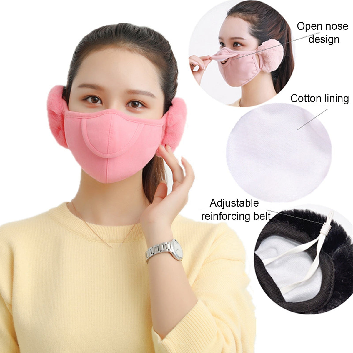 Fleece Ear Warmer Headband with Face Guard – Winter Neck Gaiter for Outdoor Sports & Cold Weather Protection