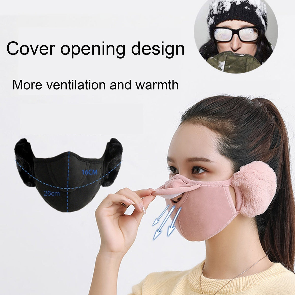 Fleece Ear Warmer Headband with Face Guard – Winter Neck Gaiter for Outdoor Sports & Cold Weather Protection