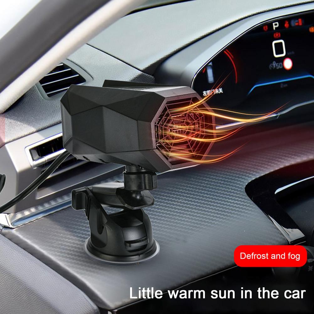 Portable 12V/24V Car Windshield Defroster & Heater – Cigarette Lighter Plug-In with 360° Adjustable Mount