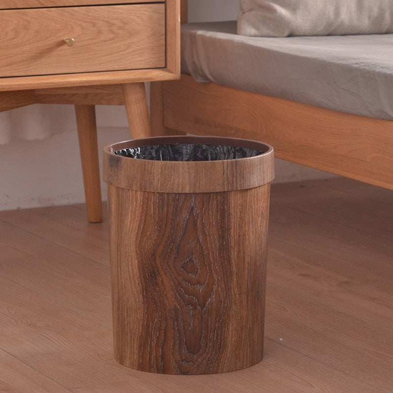 Wooden Waste Basket with Lid – Scandinavian Trash Can for Kitchen, Bathroom & Office