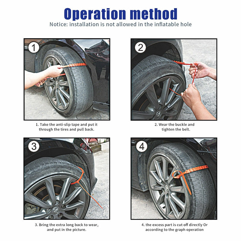 Tire Traction Straps for Snow and Ice - Emergency Anti-Slip Wheel Grips for Cars, SUVs, Trucks - Reusable Winter Driving Aid Kit | Thomler