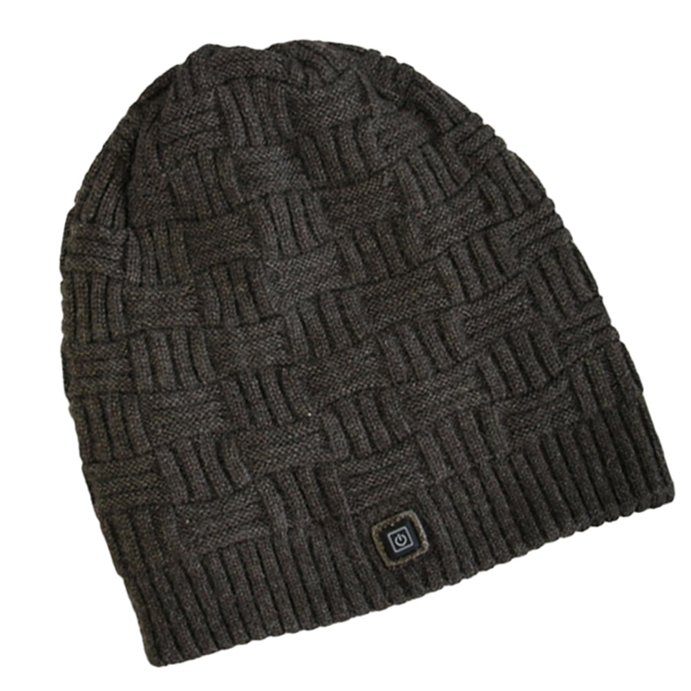 Rechargeable Electric Heated Knit Beanie with Built-In 3400mAh Power Bank for Outdoor Winter Activities