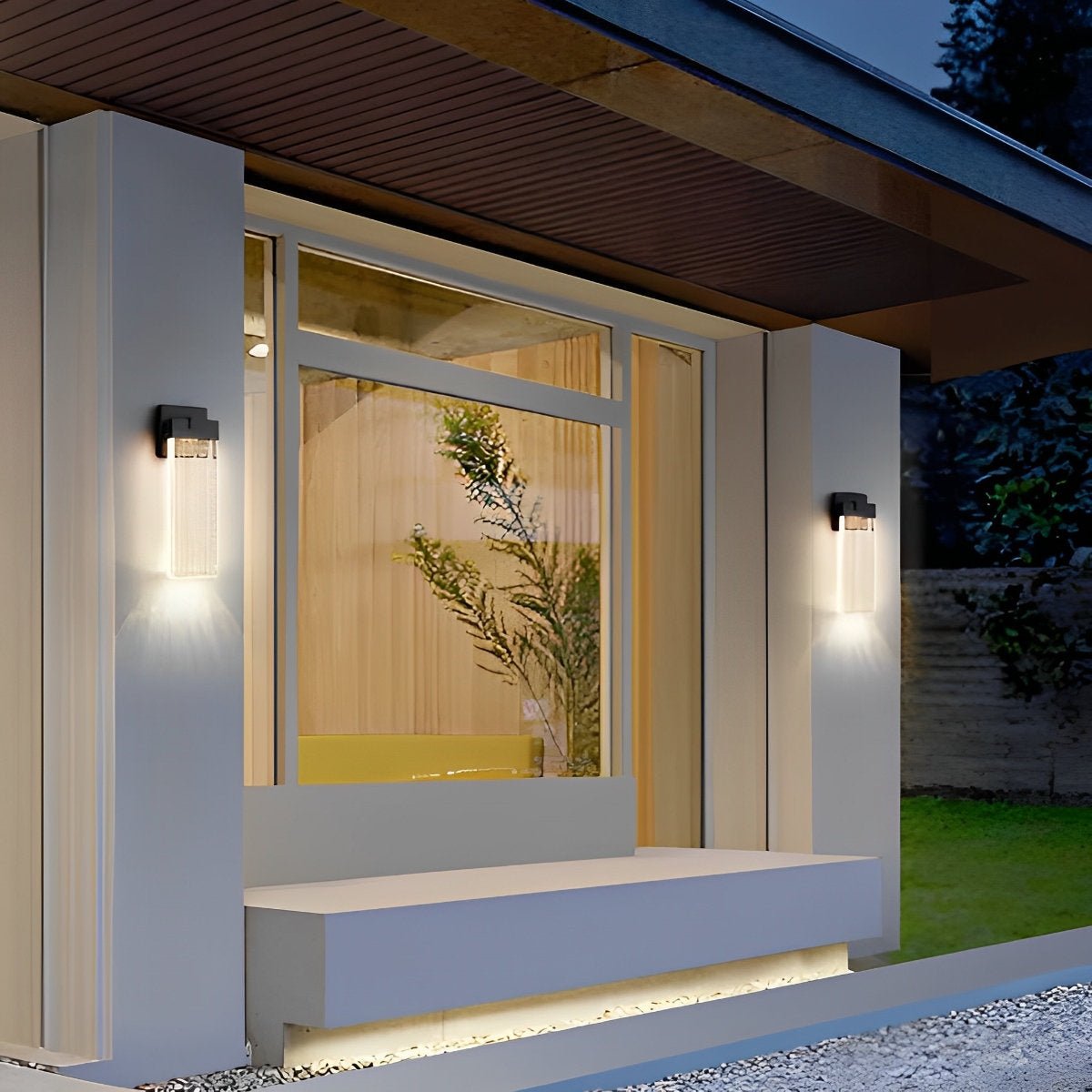 Außenwandleuchte mit Kristalldiffusor – schwarzes Aluminium, warmweiße LED, wasserdicht für Haustür, Terrasse, Gartenweg & Einfahrt – drei Größen | Thomler