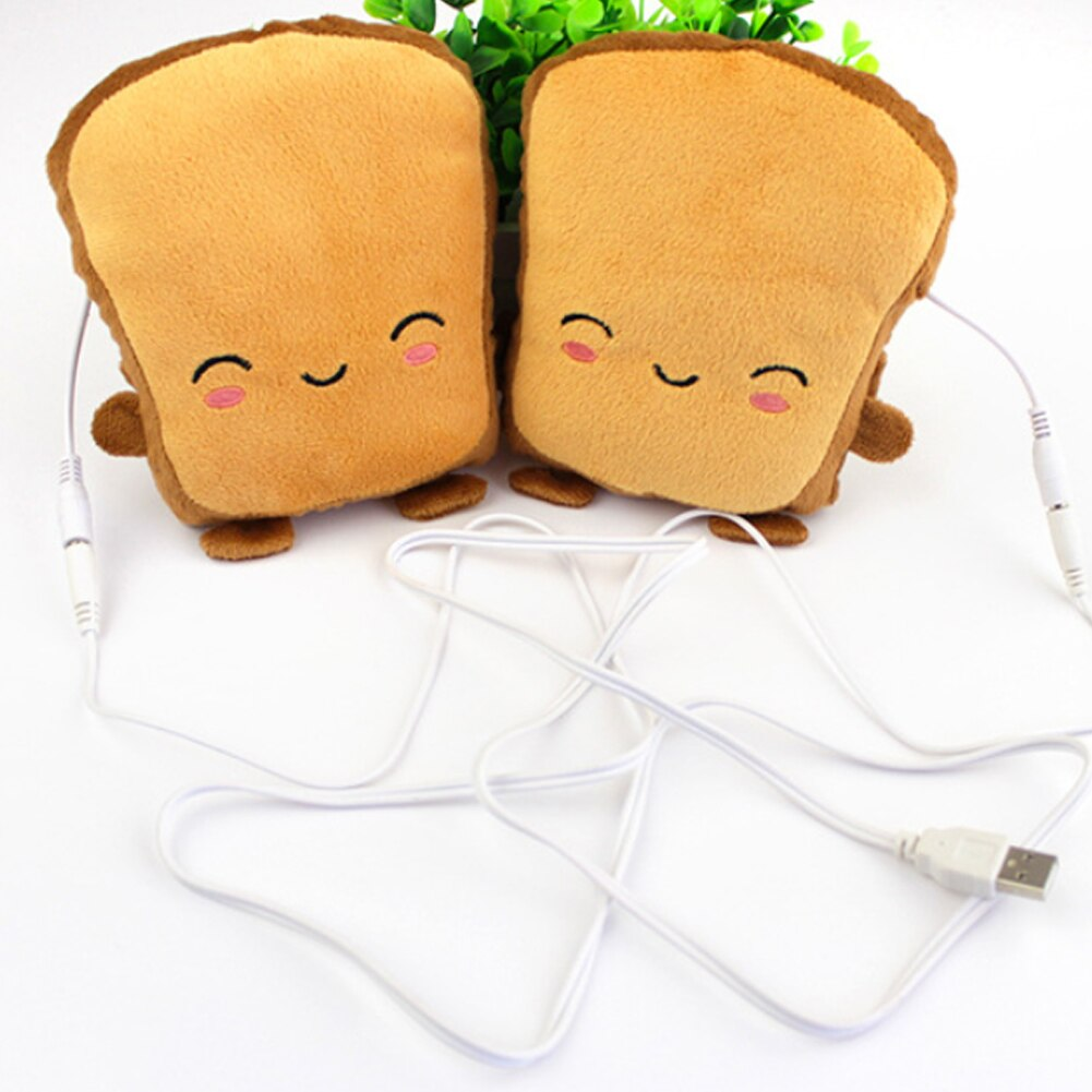 USB Heated Fingerless Gloves – Toast Shape Hand Warmers for Typing & Gaming