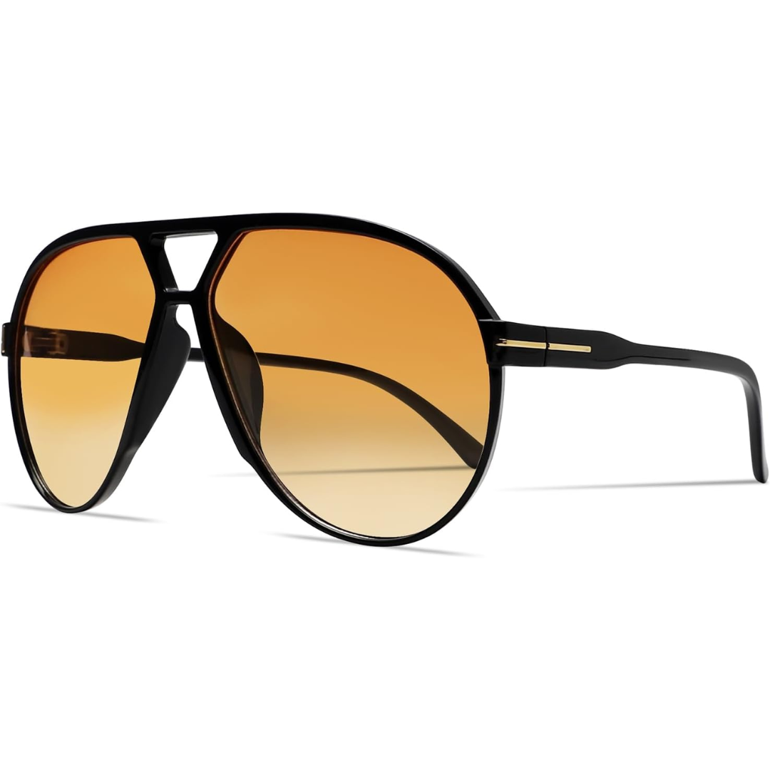 Oversized Aviator Sunglasses UV400 Protection Retro Square Frame Women Men Unisex 70s Vintage Style Lightweight Fashion Eyewear for Beach Fe | Thomler