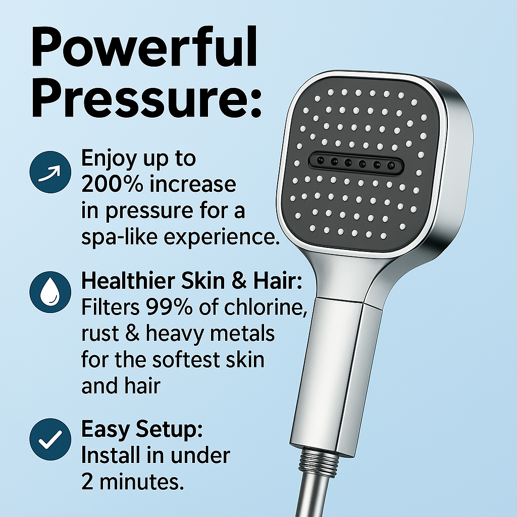 Shower Head with Built-In Water Filter & Adjustable Multi-Spray Modes for Softer Skin & Hair Care