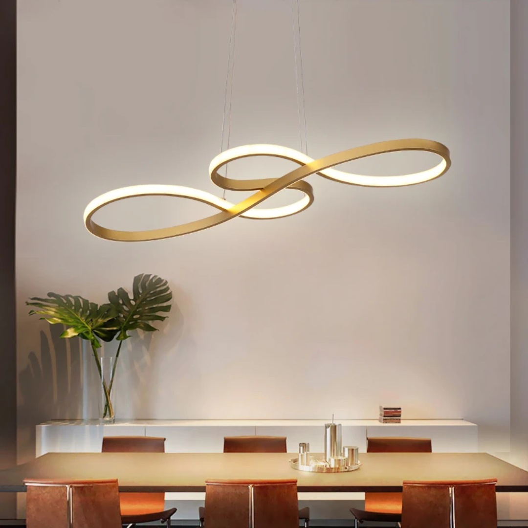 Modern Circle Hanging Fixture with Remote Dimming for Dining Room & Kitchen Island Adjustable Height 47 in Black White Gold Finish Contempor | Thomler