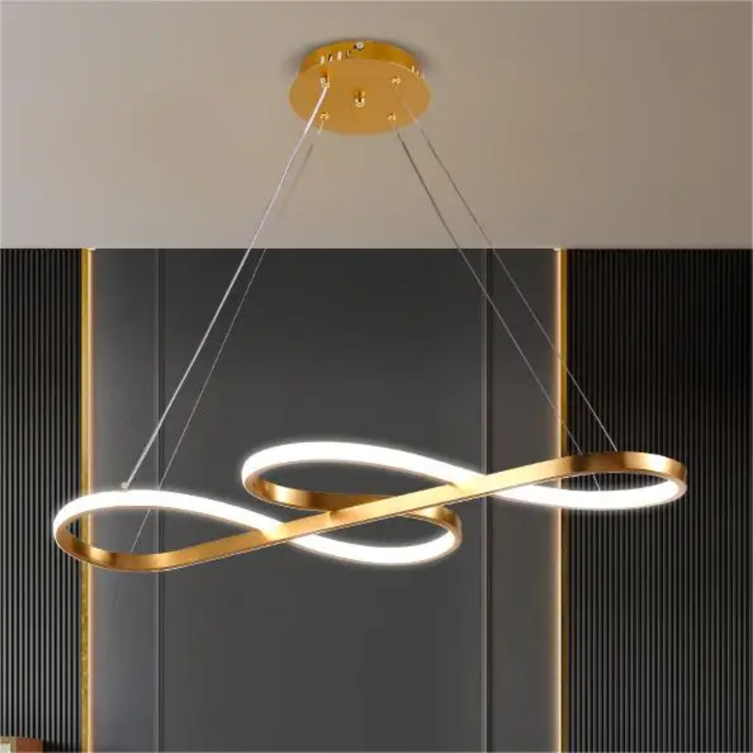 Modern Circle Hanging Fixture with Remote Dimming for Dining Room & Kitchen Island Adjustable Height 47 in Black White Gold Finish Contempor | Thomler