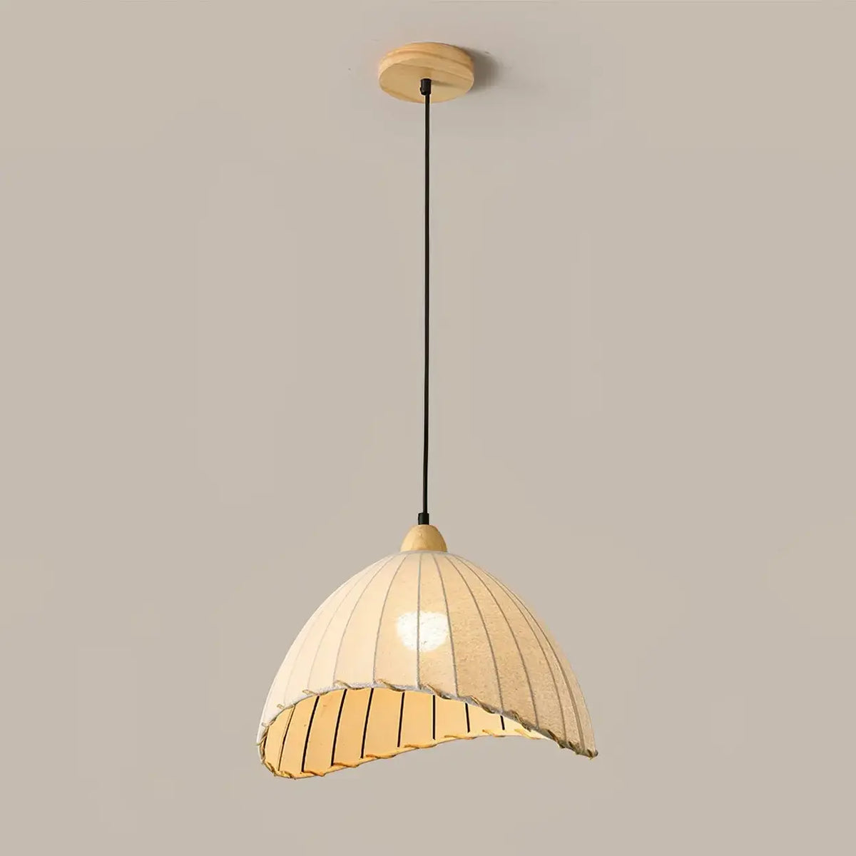 Wood & Linen Drum Ceiling Light 59 in Drop for Dining Tables Kitchen Islands E27 Socket Adjustable Hanging Fixture Natural Minimalist | Thomler