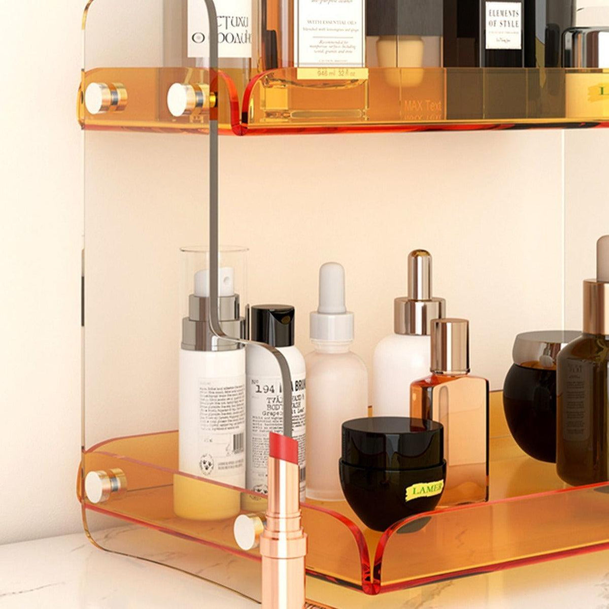 Acrylic Dual-Tier Vanity Organizer Purple 12.6 in Wide Bathroom Countertop Storage Rack for Makeup Skincare Toiletries | Thomler