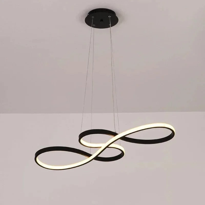 Modern Circle Hanging Fixture with Remote Dimming for Dining Room & Kitchen Island Adjustable Height 47 in Black White Gold Finish Contempor | Thomler