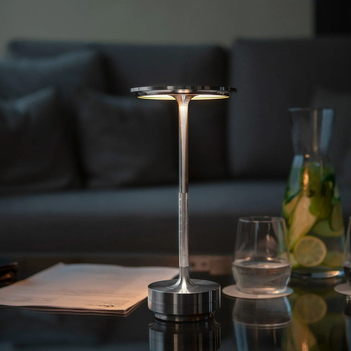 Rechargeable LED Touch Lamp Aluminum Portable Dimmable Night Light for Bedroom Desk Dining Room & Patio | Cordless Accent Lighting | Thomler