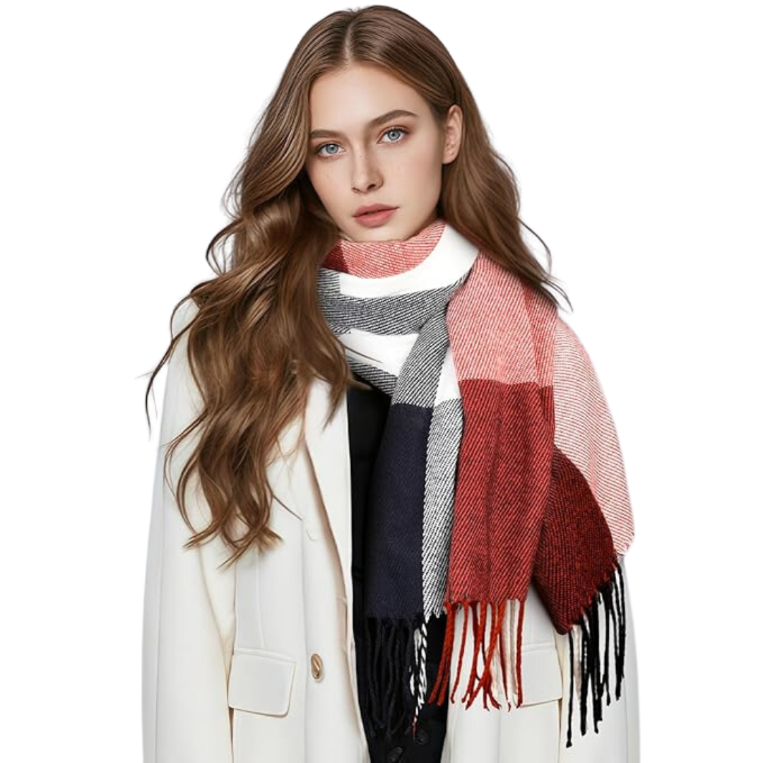 Geruite kasjmier winteromslagdoek voor dames – Comfortabele extra grote sjaal voor koud weer, avondevenementen en dagelijks gebruik