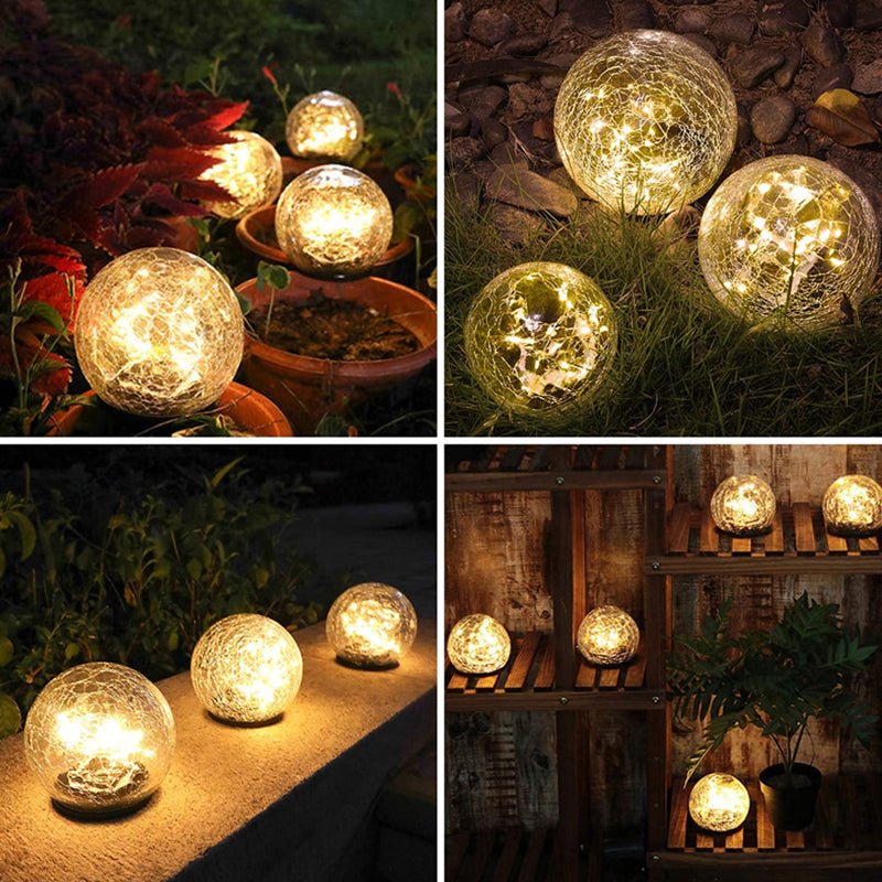Outdoor Solar Stake Light Decorative Textured Glass Globe Orb Lamp for Garden Patio Pathway Yard Decoration Dusk to Dawn Sensor Weatherproof | Thomler