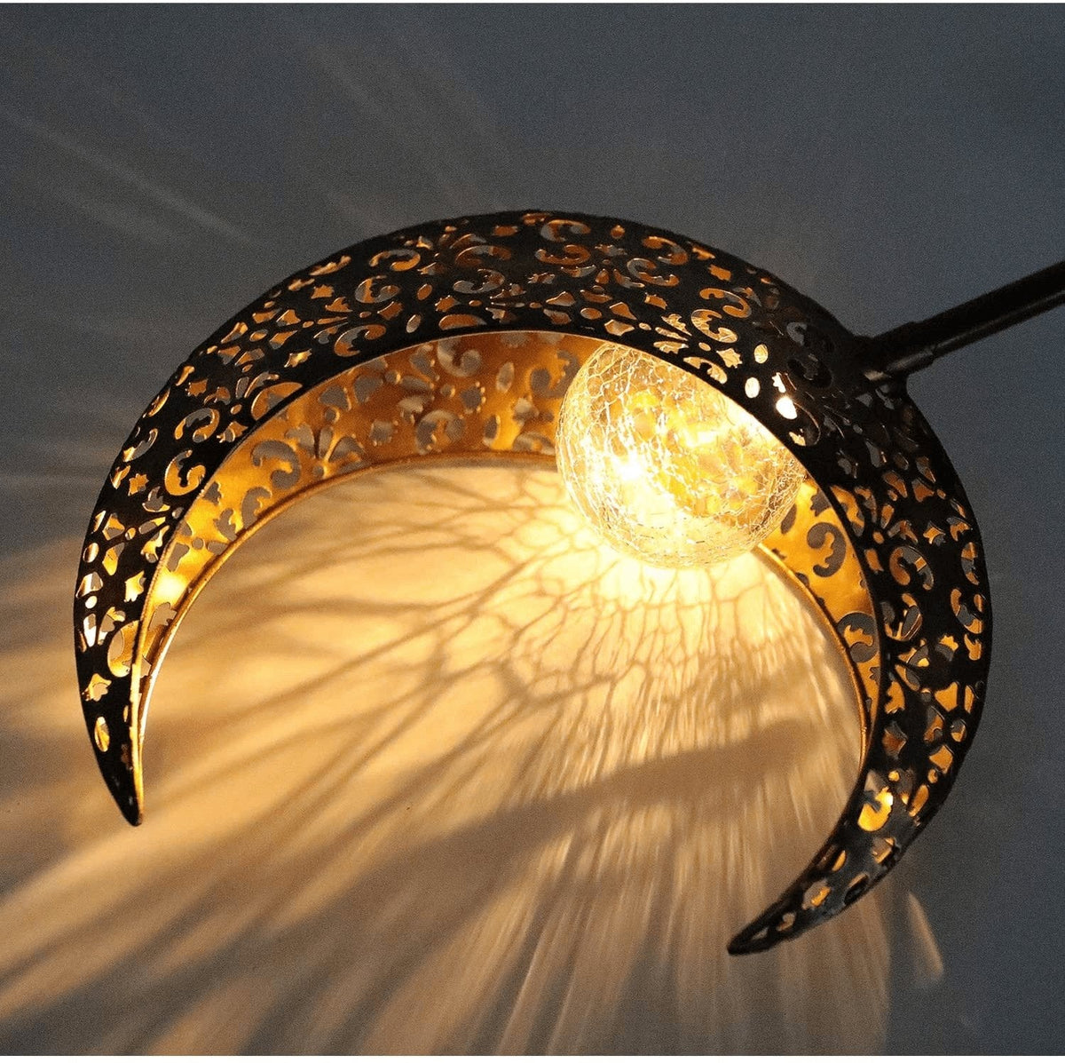 Crescent Stake Light Solar-Powered Pathway Marker Metal & Glass Garden Decor for Walkways Yards Outdoor Landscaping Automatic Dusk-to-Dawn | Thomler