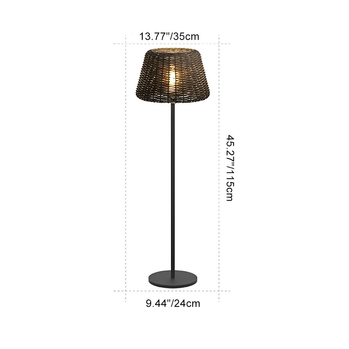 Woven Standing Patio Light 69 in Tall Weatherproof Warm White LED Solar or Plug-in Outdoor Garden Torch for Deck Poolside Terrace | Thomler