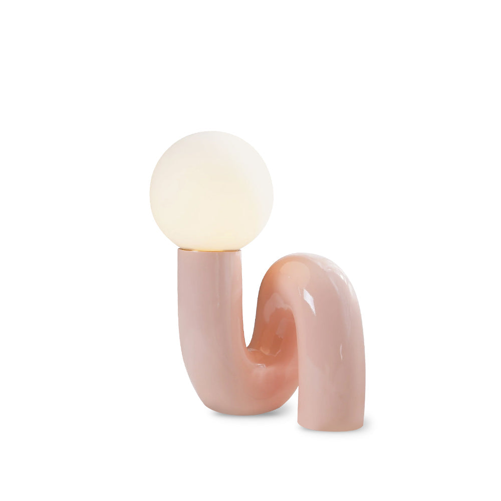 Twisted Glass Accent Lamp for Desk & Nightstand — 10 in Sculptural Design in Pink, Blue, White & Red — LED Glow for Bedroom, Living Room & O | Thomler