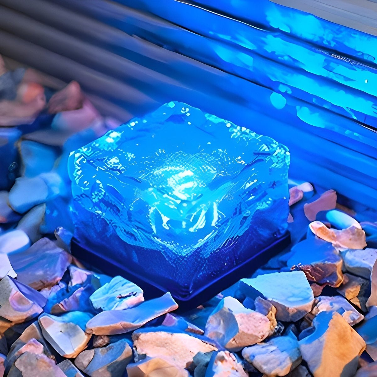 Luces solares para caminos con diseño de cubo de cristal para jardines y senderos, iluminación LED de jardín resistente a la intemperie con cambio de color