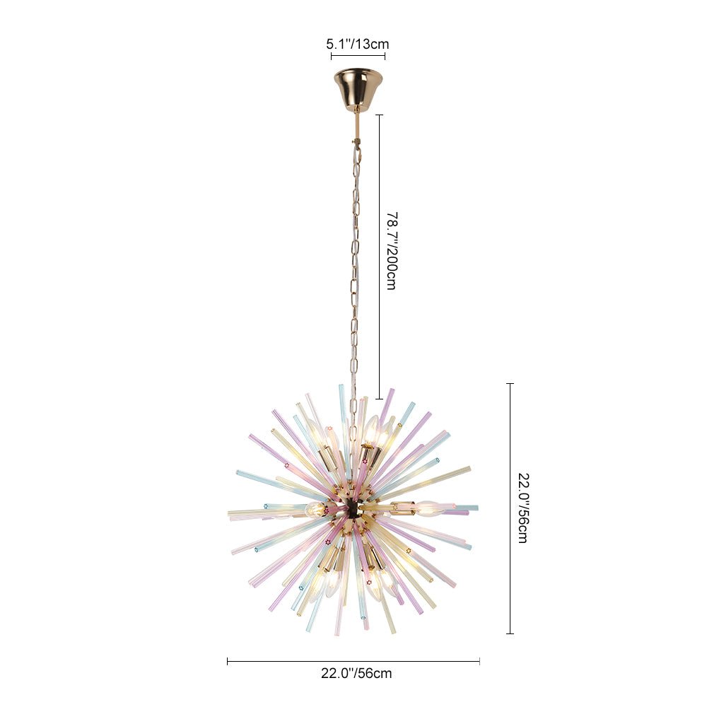 22-Inch Multi-Color Sputnik Ceiling Light with Adjustable 79-Inch Cord Dimmable Brass Fixture for Dining Room Living Room Entryway Modern St | Thomler