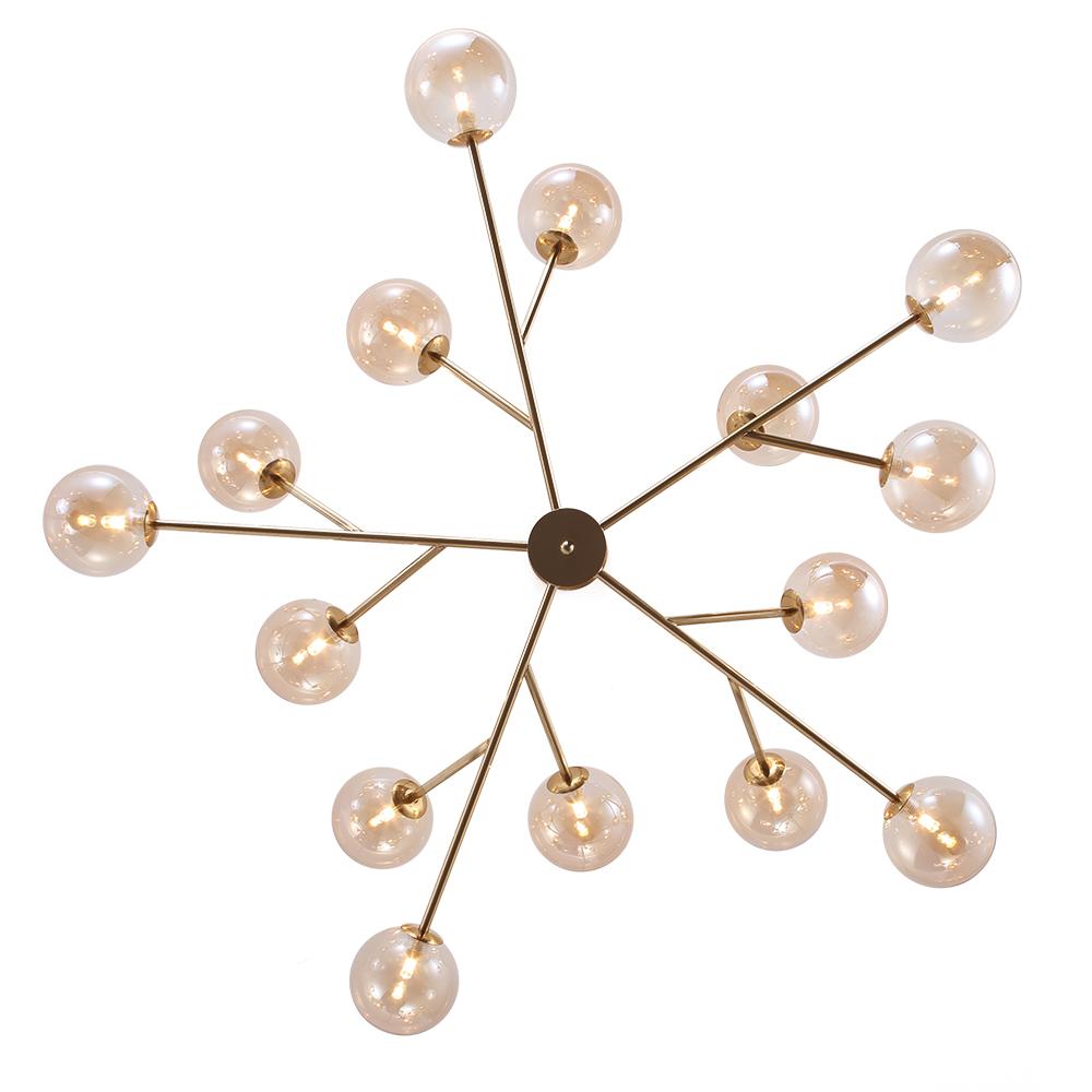 15-Light Linear Glass Globe Fixture for Dining Tables & Islands 44 in Wide Adjustable Dimmable G9 Ceiling Light | Thomler