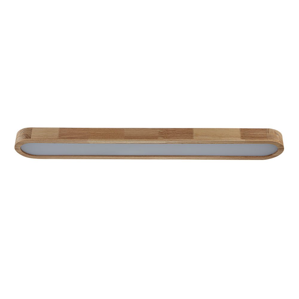 Oval LED Flush Mount Ceiling Light with Wood-Look Frame 37 in Dimmable Kitchen & Living Room Remote Fixture | Thomler
