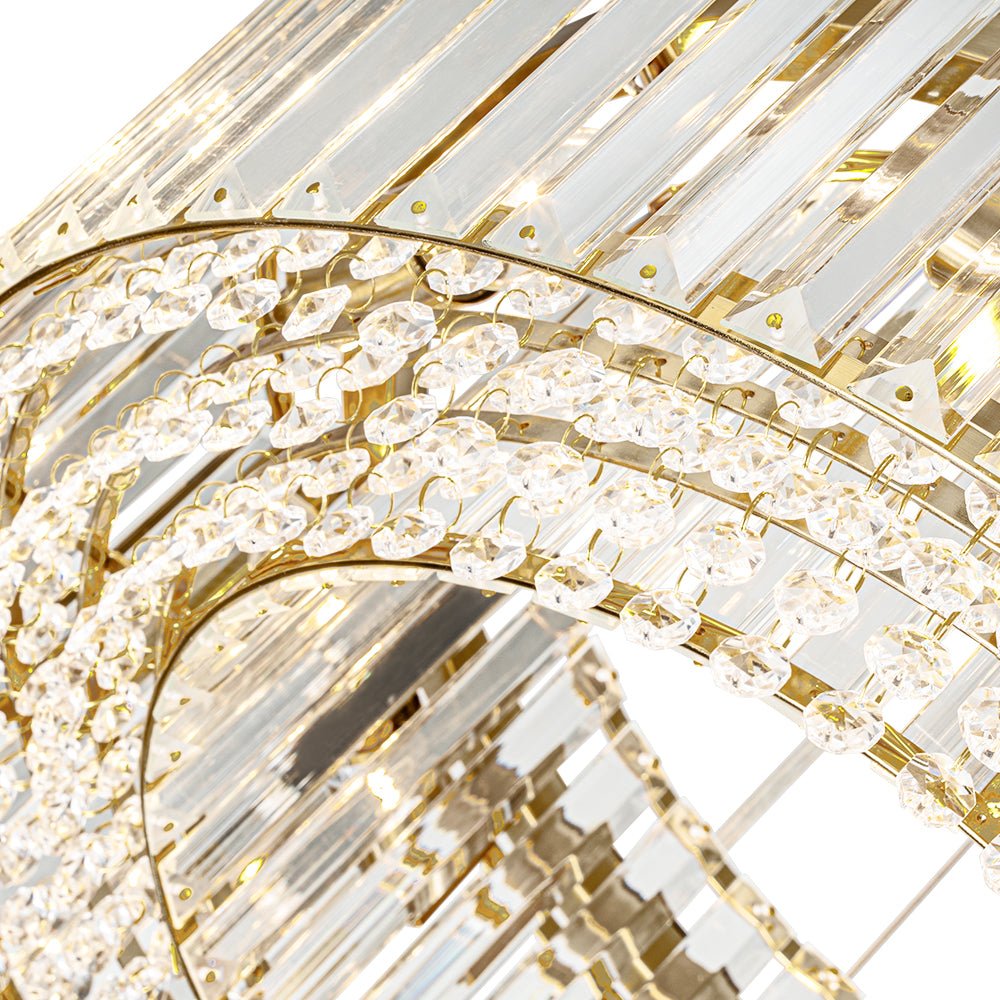 Six-Light Hanging Fixture with Faceted Crystals & Metal Frame for Dining Rooms, Entryways & Living Spaces – Adjustable Height, E14 Base, Gla | Thomler
