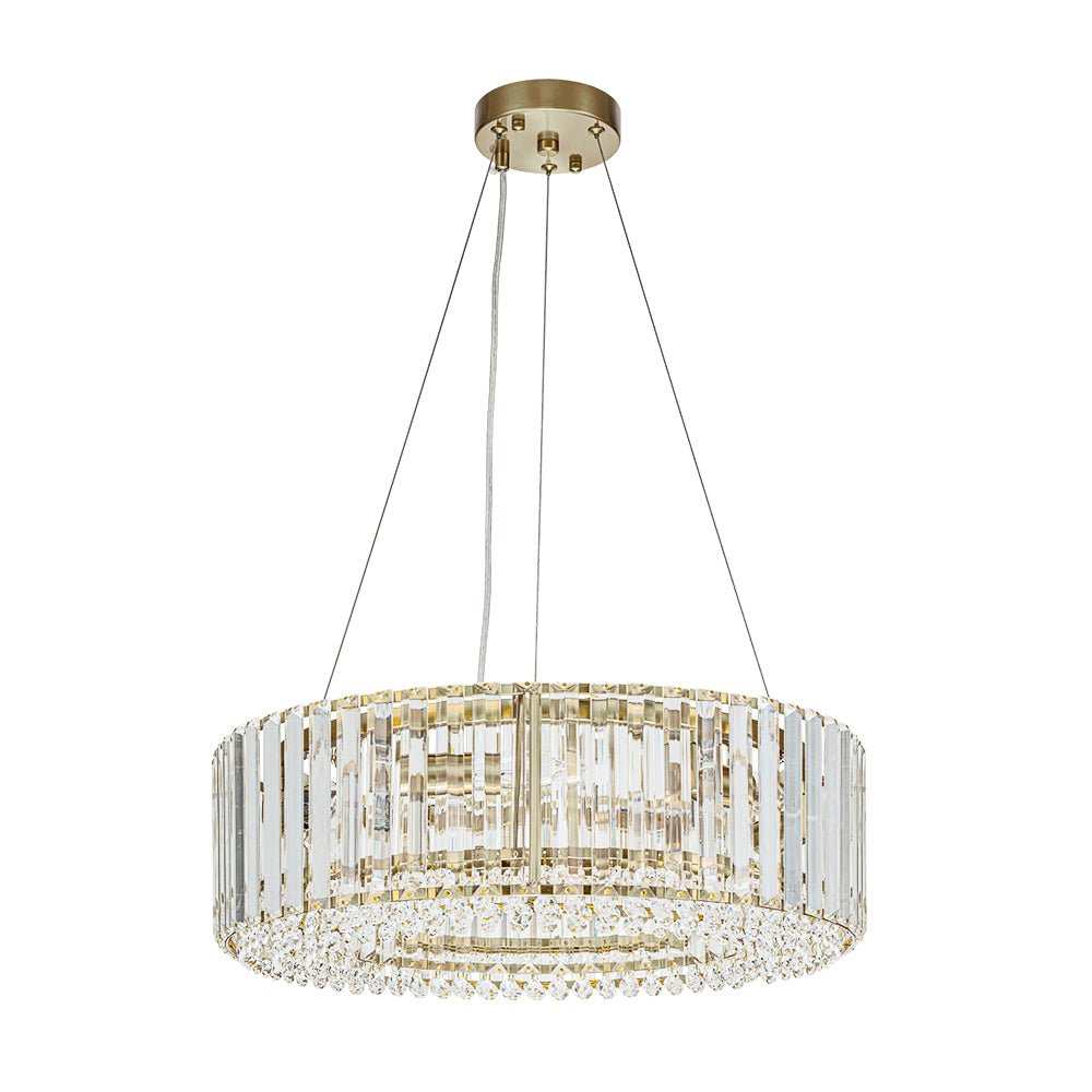 Six-Light Hanging Fixture with Faceted Crystals & Metal Frame for Dining Rooms, Entryways & Living Spaces – Adjustable Height, E14 Base, Gla | Thomler
