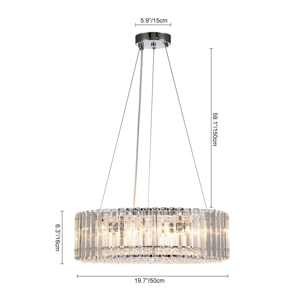 Six-Light Hanging Fixture with Faceted Crystals & Metal Frame for Dining Rooms, Entryways & Living Spaces – Adjustable Height, E14 Base, Gla | Thomler