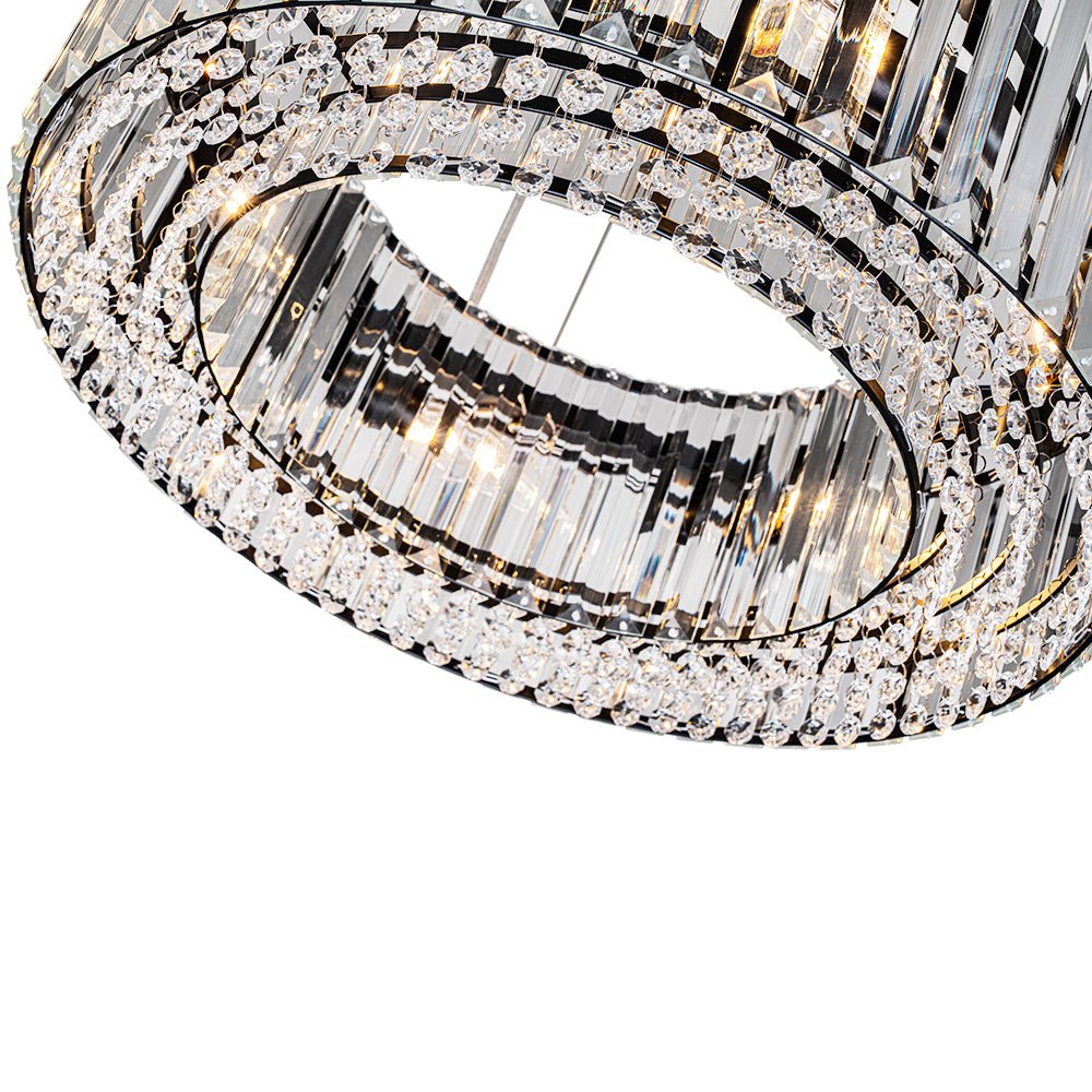Six-Light Hanging Fixture with Faceted Crystals & Metal Frame for Dining Rooms, Entryways & Living Spaces – Adjustable Height, E14 Base, Gla | Thomler